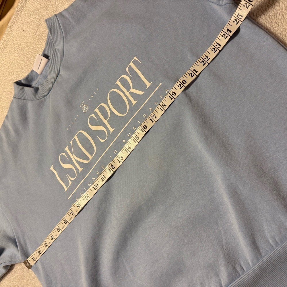 LSKD Sport Blue Oversized Crewneck Graphic Sweatshirt Preppy Sporty - Picture 5 of 11